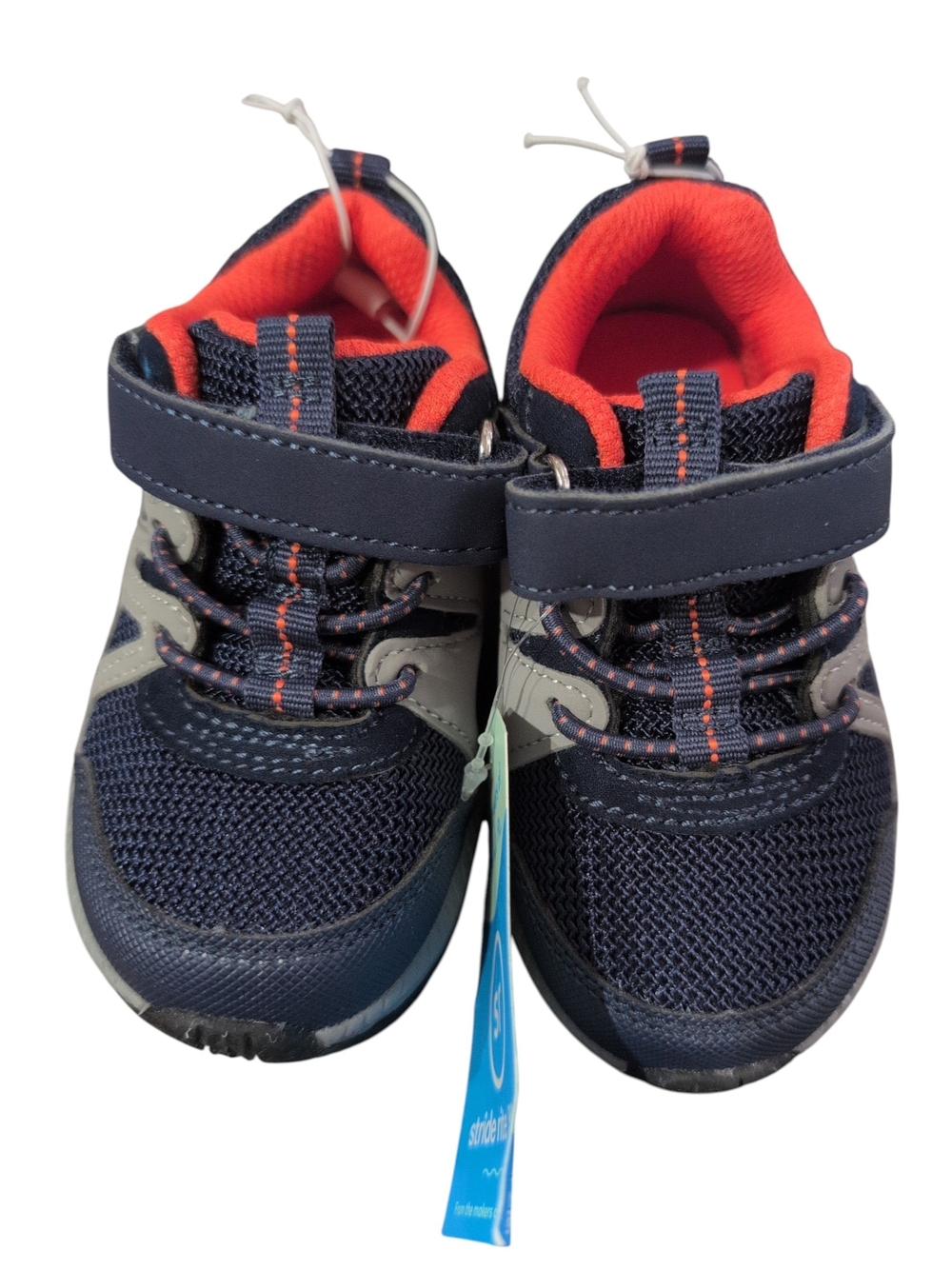Kids Navy and Red Athletic Sneakers with Hook-and-Loop Strap